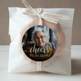 Pegatina Redonda Fotos de la 80° Fiesta de Cumpleaños