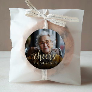 Pegatina Redonda Fotos de la 80° Fiesta de Cumpleaños