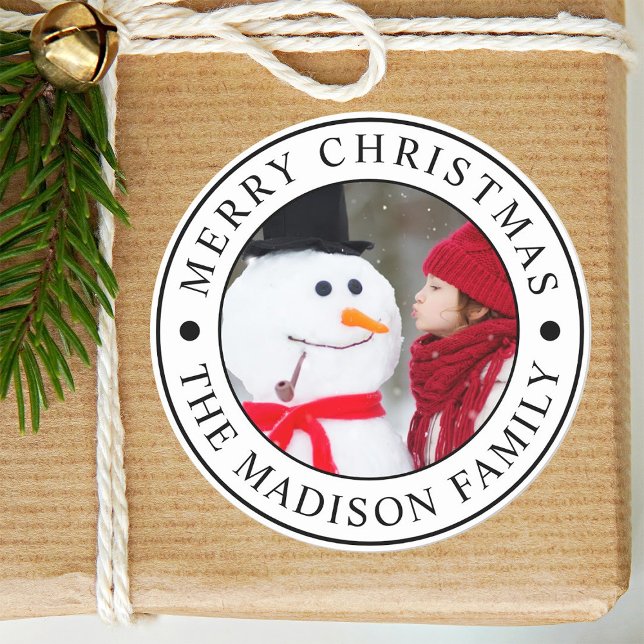 Pegatina Redonda Fotos navideñas de Merry (Subido por el creador)