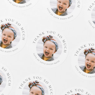Pegatina Redonda Fotos Personalizadas de Agradecimiento para Niños