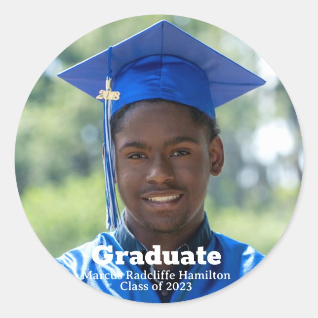 Pegatina Redonda Fotos personalizadas de graduados (Anverso)