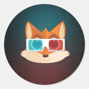 Pegatina Redonda Fox - 3D