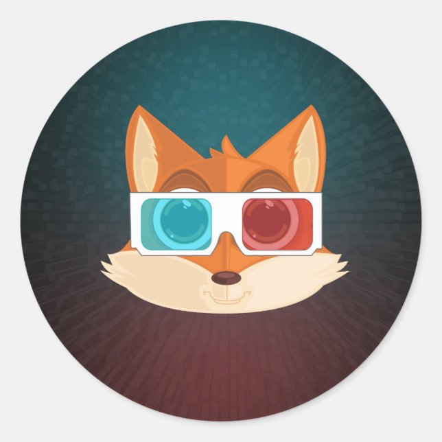 Pegatina Redonda Fox - 3D (Anverso)