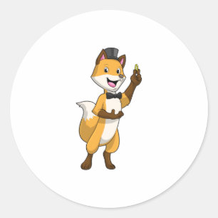 Pegatina Redonda Fox as Groom con anillo Boda