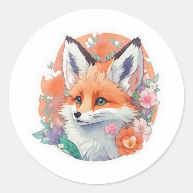 Pegatina Redonda Fox caprichosa (Anverso)