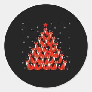 Pegatina Redonda Fox Christmas Tree Fox Xmas Tree Women & amp; Boys