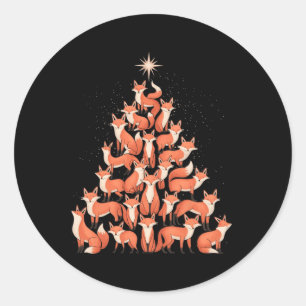 Pegatina Redonda Fox Christmas Tree Fox Xmas Tree Women & amp; Boys