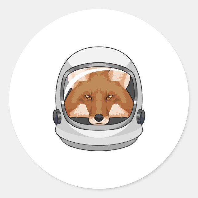 Pegatina Redonda Fox como astronauta con casco (Anverso)