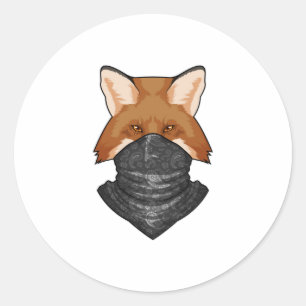 Pegatina Redonda Fox como bandido con Kerchief