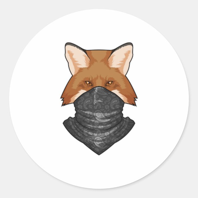 Pegatina Redonda Fox como bandido con Kerchief (Anverso)