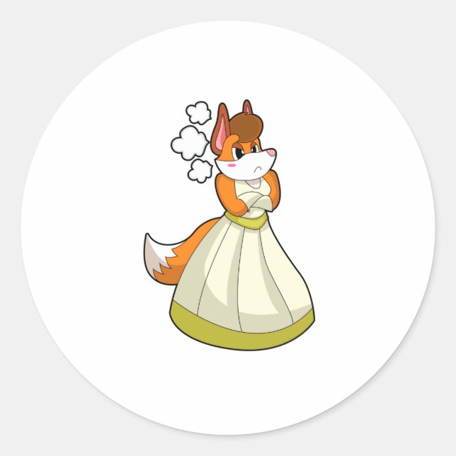Pegatina Redonda Fox como novia con vestido Boda.PNG (Anverso)