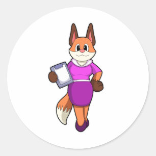 Pegatina Redonda Fox como secretario con Skirt
