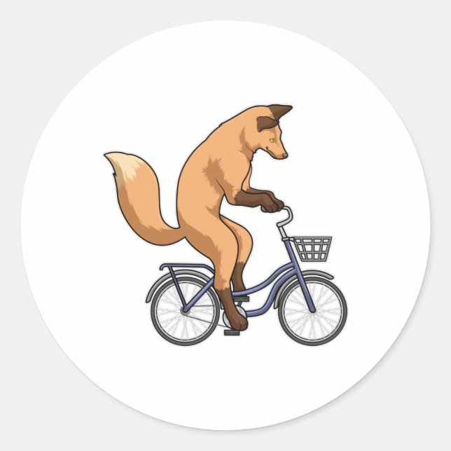 Pegatina Redonda Fox con bicicleta (Anverso)