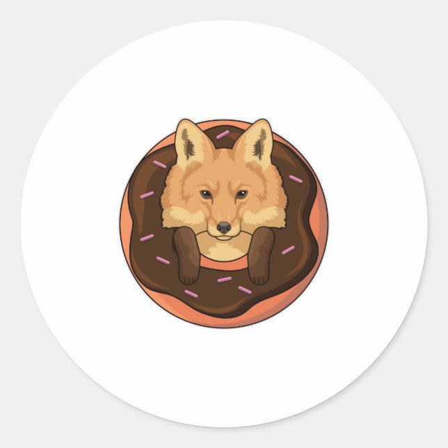 Pegatina Redonda Fox con Donut (Anverso)