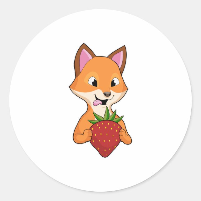 Pegatina Redonda Fox con fresa (Anverso)