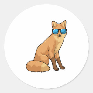 Pegatina Redonda Fox con gafas de sol