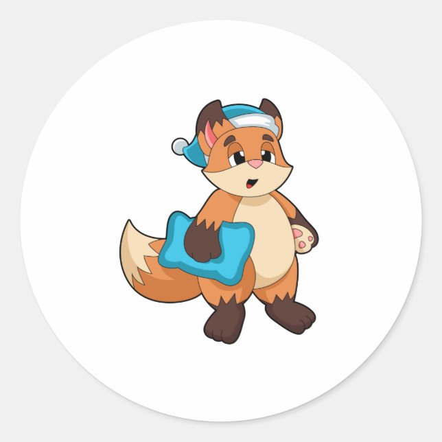Pegatina Redonda Fox con gorra de noche (Anverso)