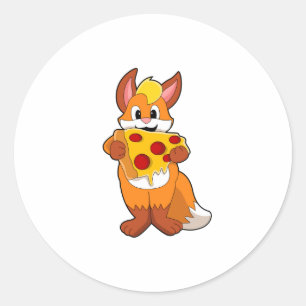 Pegatina Redonda Fox con pizza