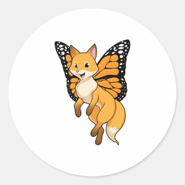Pegatina Redonda Fox con Wing (Anverso)