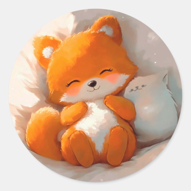 Pegatina Redonda Fox cub anime (Anverso)
