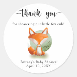 Pegatina Redonda Fox cub - gracias
