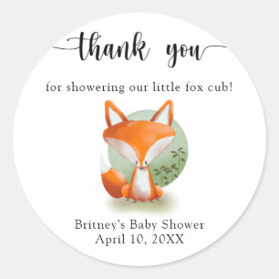 Pegatina Redonda Fox cub - gracias