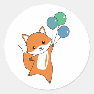 Pegatina Redonda Fox Cute Animals Mosca Globos Niños