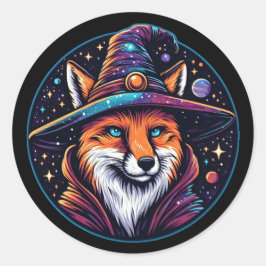 Pegatina Redonda Fox de fantasía - Asistente Celestial