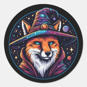 Pegatina Redonda Fox de fantasía - Asistente Celestial