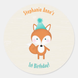 Pegatina Redonda Fox de Woodland con globos