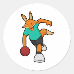 Pegatina Redonda Fox en el Bowling con bolas