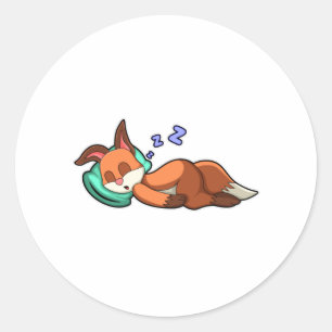 Pegatina Redonda Fox en el sueño con la almohada