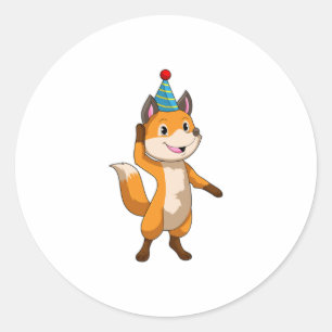 Pegatina Redonda Fox en Fiesta con Fiesta gorra