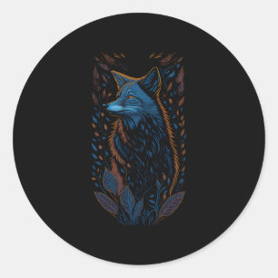 Pegatina Redonda Fox Goblincore Nature Dark Woods