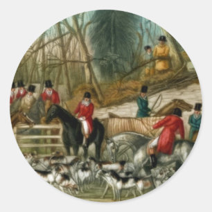 Pegatina Redonda Fox Hunting 1