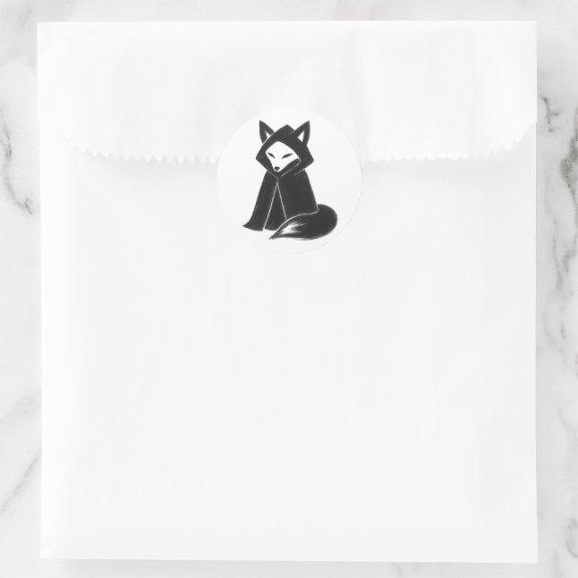 Pegatina Redonda Fox in Cloak – Mysterious Animal on  (Bolso)