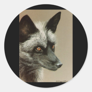 Pegatina Redonda Fox plateado