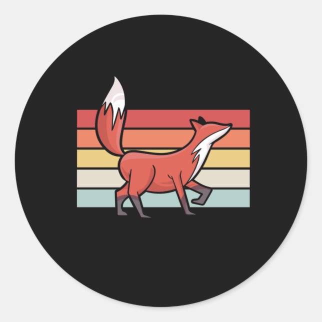 Pegatina Redonda Fox Retro Vintage (Anverso)