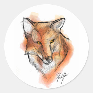 Pegatina Redonda Fox Stiker