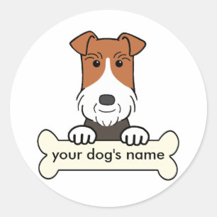 Pegatina Redonda Fox terrier personalizado del alambre