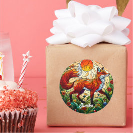 Pegatina Redonda Fox y Sun rojos