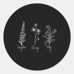 Pegatina Redonda Foxglove Daisy Tulip sutilmente anti Trump Liberal