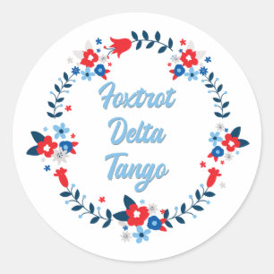 Pegatina Redonda Foxtrot Delta Tango