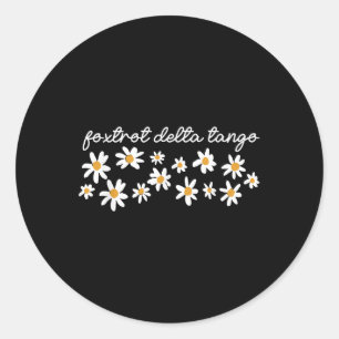 Pegatina Redonda Foxtrot Tango Delta Groovy Retro Funny