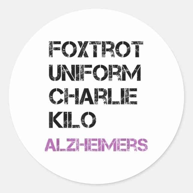 Pegatina Redonda Foxtrot Uniforme Charlie Kilo, Para Heimers _1 (Anverso)