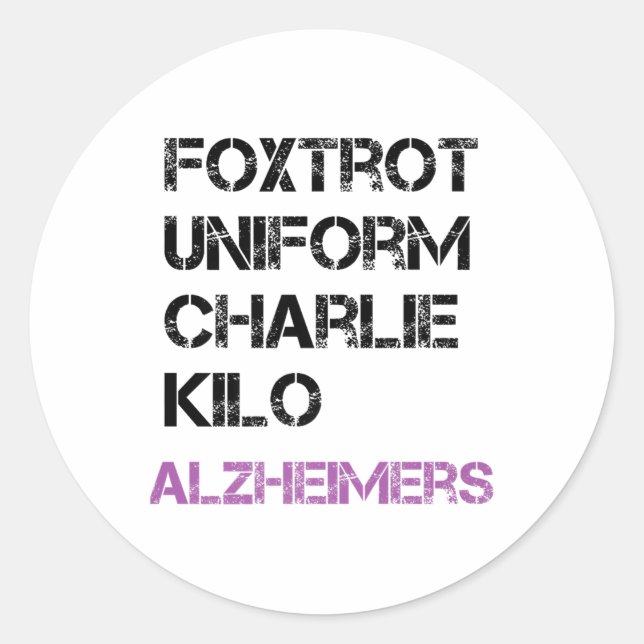 Pegatina Redonda Foxtrot Uniforme Charlie Kilo, Para Heimers Premiu (Anverso)