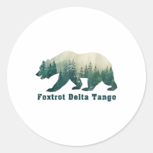 Pegatina Redonda Foxtrots Deltas Tangos Funny Bear