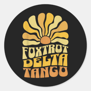 Pegatina Redonda Foxtrots Deltas Tangos Retro Vintage Boho Aestheti