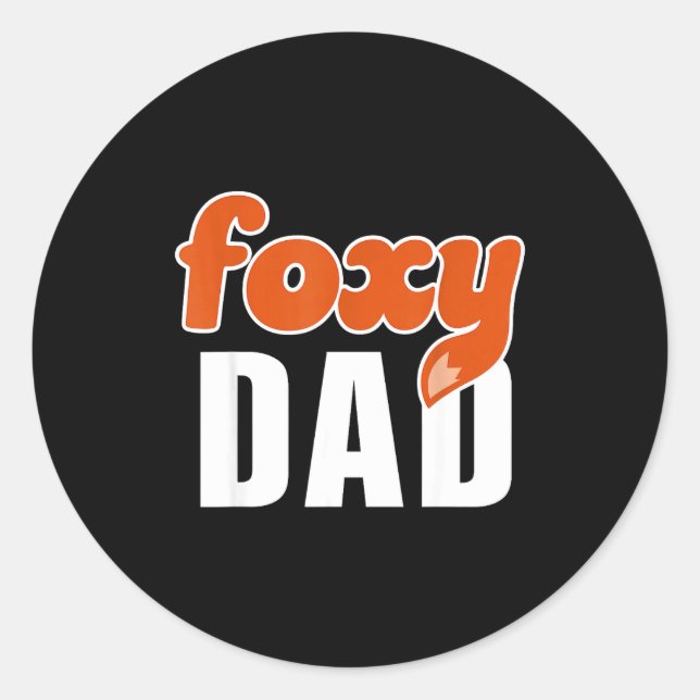 Pegatina Redonda Foxy Dad Shirt Funny Father Gift Cute Fox Cartoon  (Anverso)