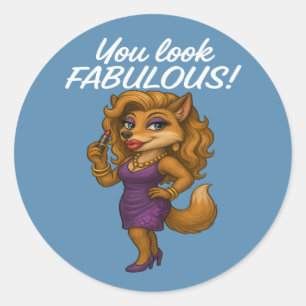 Pegatina Redonda Foxy en morado